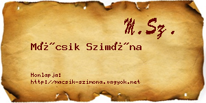 Mácsik Szimóna névjegykártya