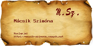 Mácsik Szimóna névjegykártya